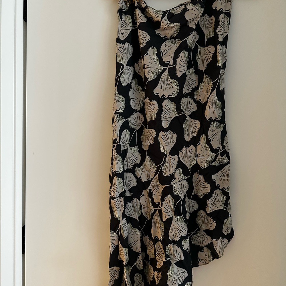 Designer midi slit ginkgo leaf skirt